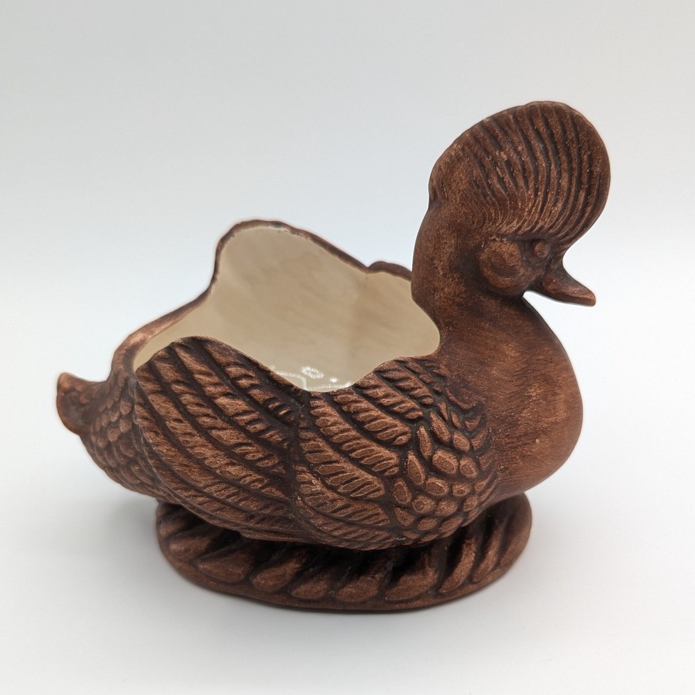 Vintage Maddux of California Wood Look Duck Planter Brown Ceramic 59-463 USA